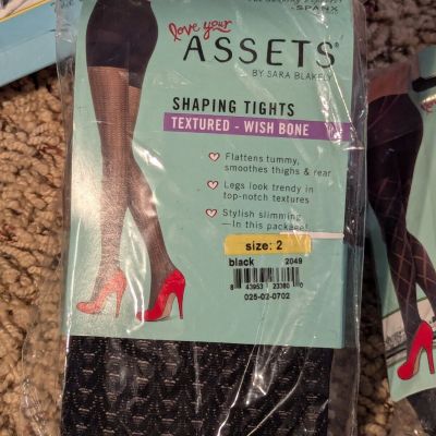 Spanx Love Your Assets Black Shaping Tights Women's Textured Wish Bone Size 2